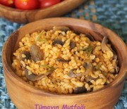 Mantarlı Biberiyeli Bulgur Pilavı