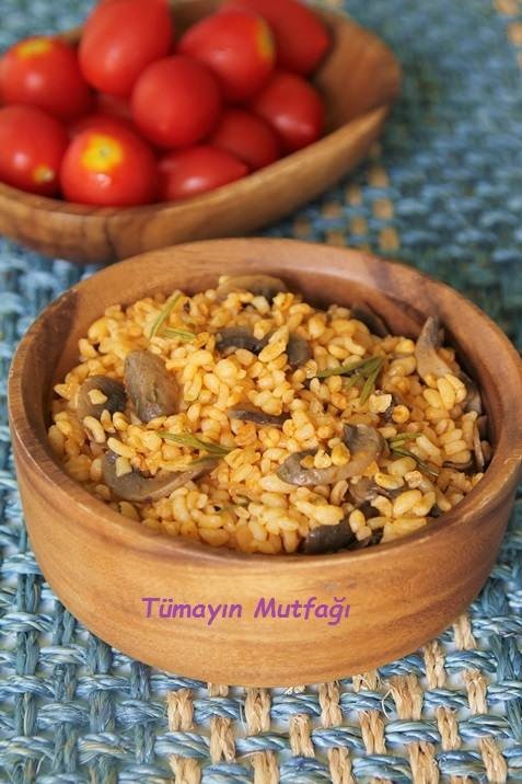 Mantarlı Biberiyeli Bulgur Pilavı