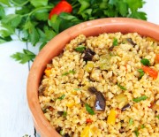 Patlıcanlı Bulgur Pilavı